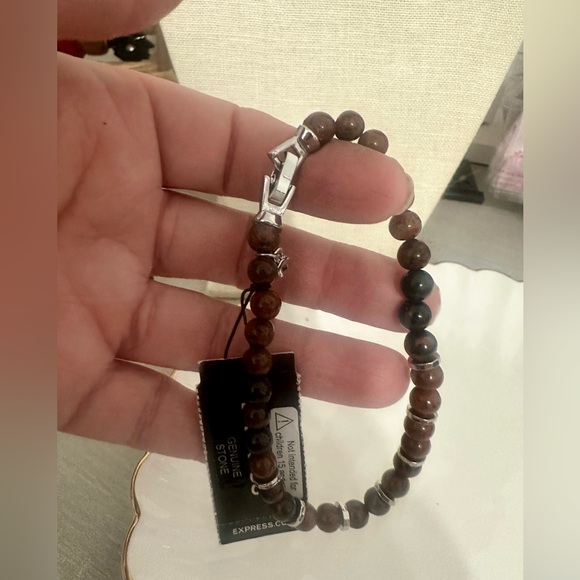 Men’s Express Genuine Stone Bracelet • Mahogany Obsidian • NWT - Picture 5 of 9